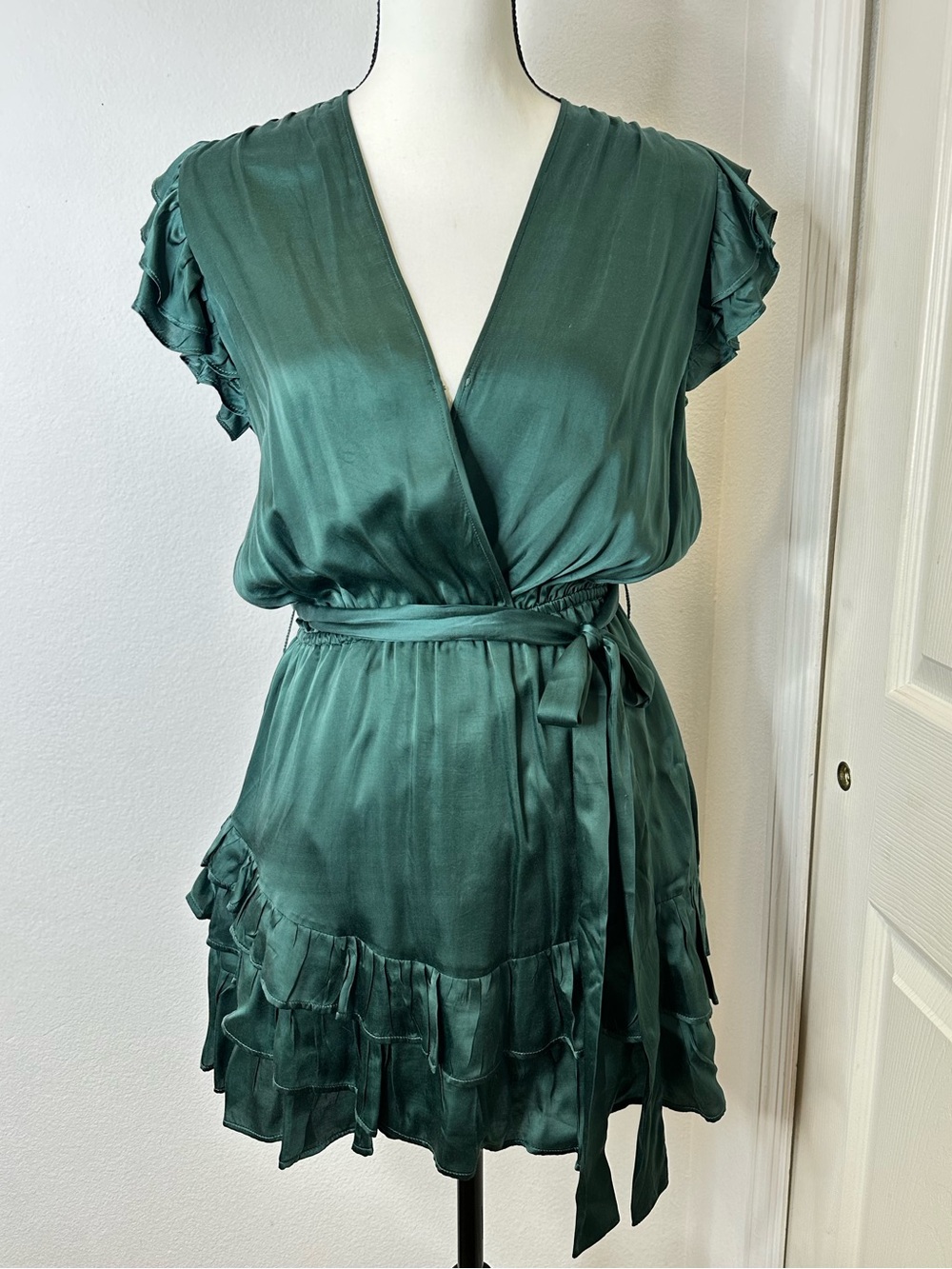 Karina Grimaldi Deep Teal Satin Mini Dress